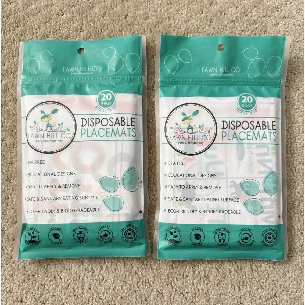 FAWN HILL CO Baby/Maternity Disposable BPA Free Placemats (Lot of  2)-Brand NEW
